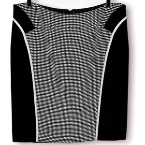 Lafayette 148 Skirt Womens 12 Black White Textured Dot Paneled Pencil Career